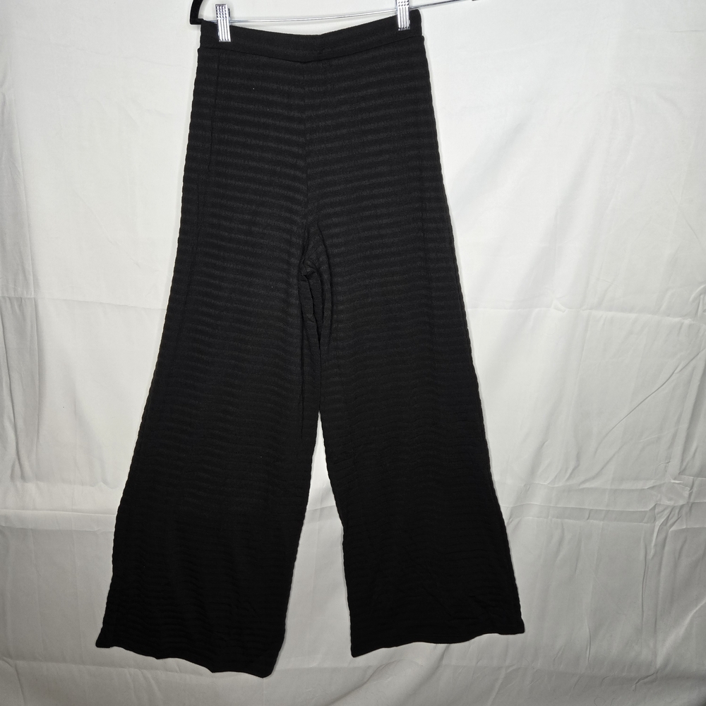Lulu's Black Heavy Weight Drawstring Wide Leg Soft Boutique Pants Cozy Casual - Picture 3 of 6